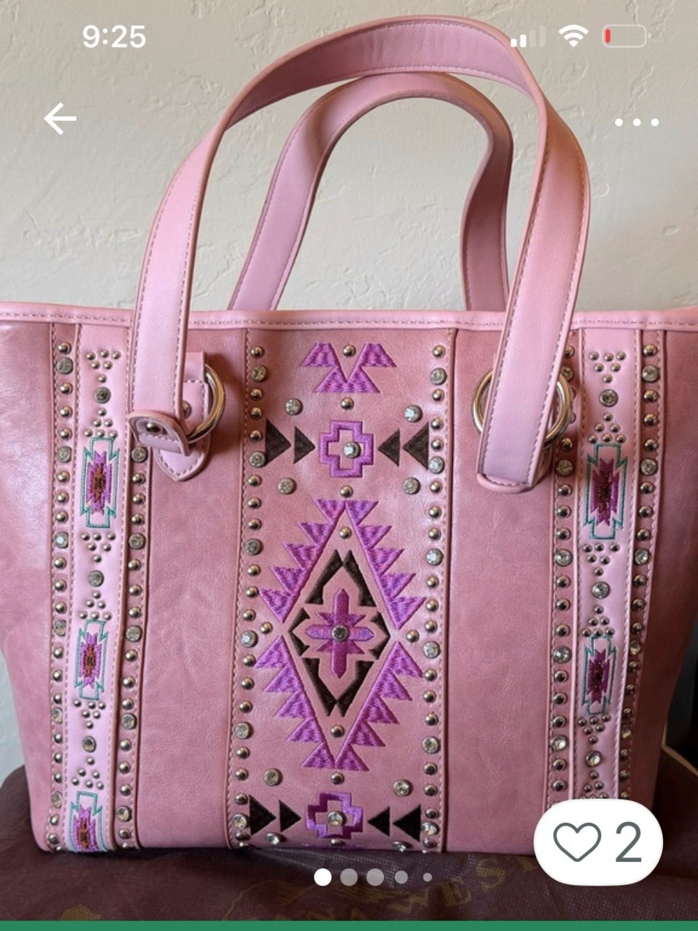 Montana West Pink and Pink Conceal Carry Embroidered  Tote